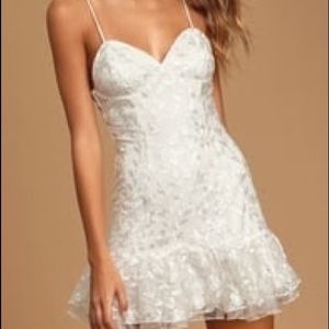 Lulus Lavish White Embroidered Ruffled Mini Dress